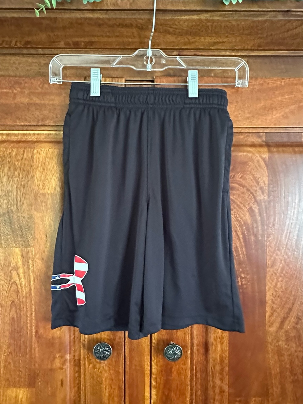 Under Armour Black Performance Shorts with Flag Accent
